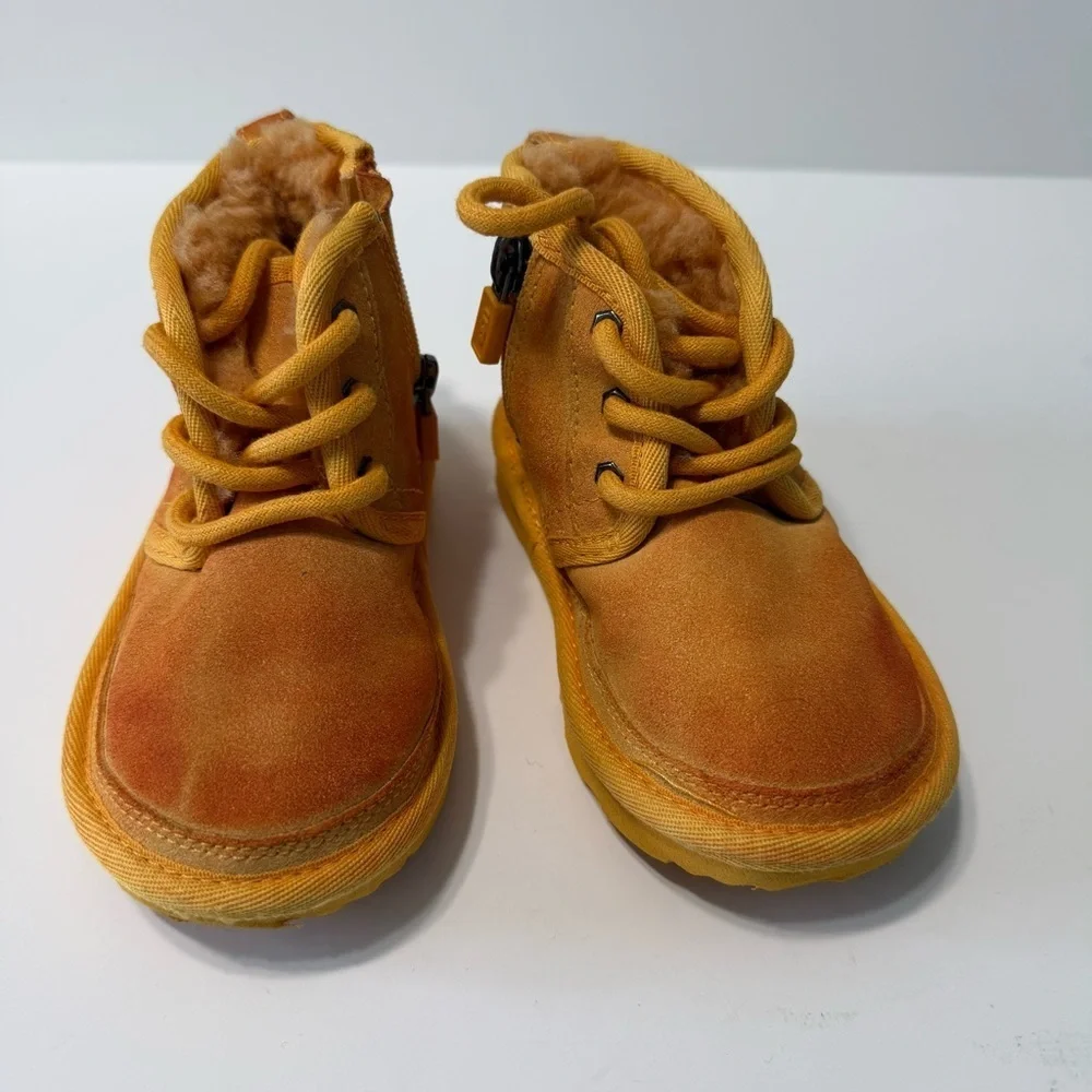 Ugg Neumel Chukka Winter Boots Zipper Up Suede Toddler Size 8 Yellow Mustard